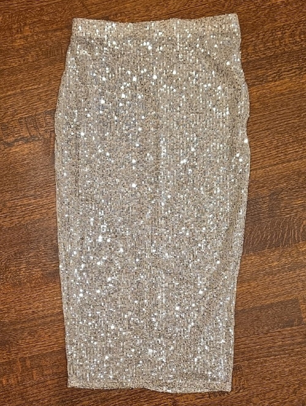 Champagne Fashion Nova Sequin Pencil Midi Skirt Size Large